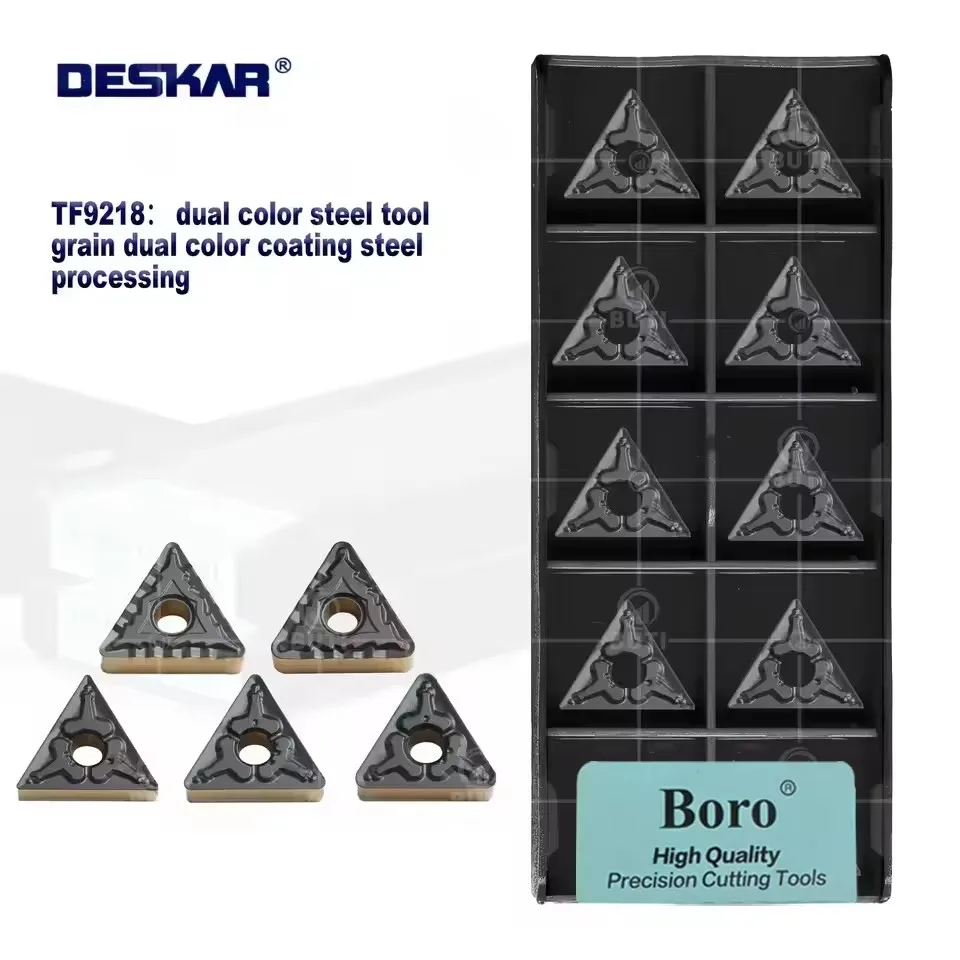 

DESKAR 100% Оригинальные токарные пластины TNMG160408/160412-CQ TNMG160404/160408/160412-TM TF9218, двухцветные, для обработки стали