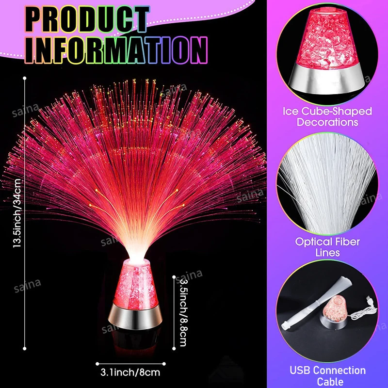 7 colori lampada in fibra ottica USB cielo stellato luce LED luce da tavolo luminosa decorazione creativa per le vacanze per la casa/Bar/caffè Decor