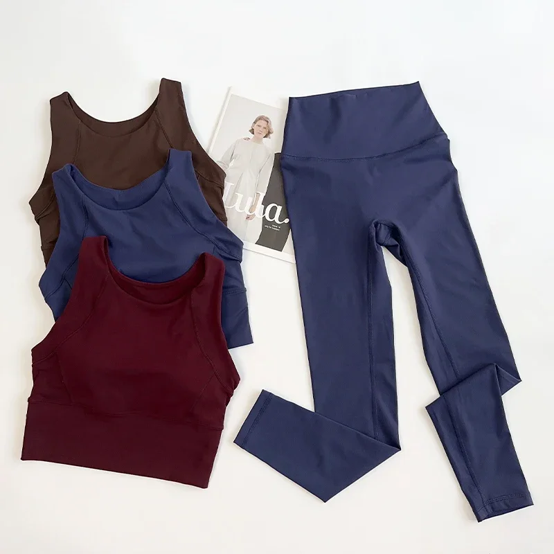 طقم يوجا نسائي عالي المرونة مكون من قطعتين مع حمالة صدر رياضية وسراويل ضيقة عالية التمدد مع بدلة رياضية نسائية كوستر #4