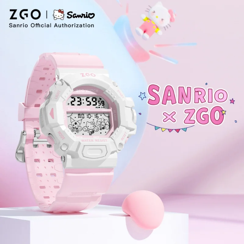 ZGO Sanrio Relógio Eletrônico Feminino Bonito Estudante Relógio Multi-funcional À Prova D 'Água, Alarme À Prova de Choque, Relógio Digital Esportivo.892