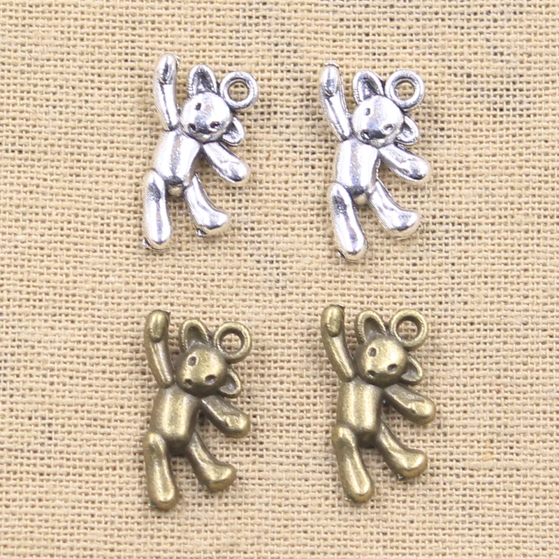 15 sztuk Charms niedźwiedź 19x10mm antyczne, wisiorek ze stopu cynku fit, Vintage tybetański brąz kolor srebrny, DIY dla ręcznie robionej biżuterii