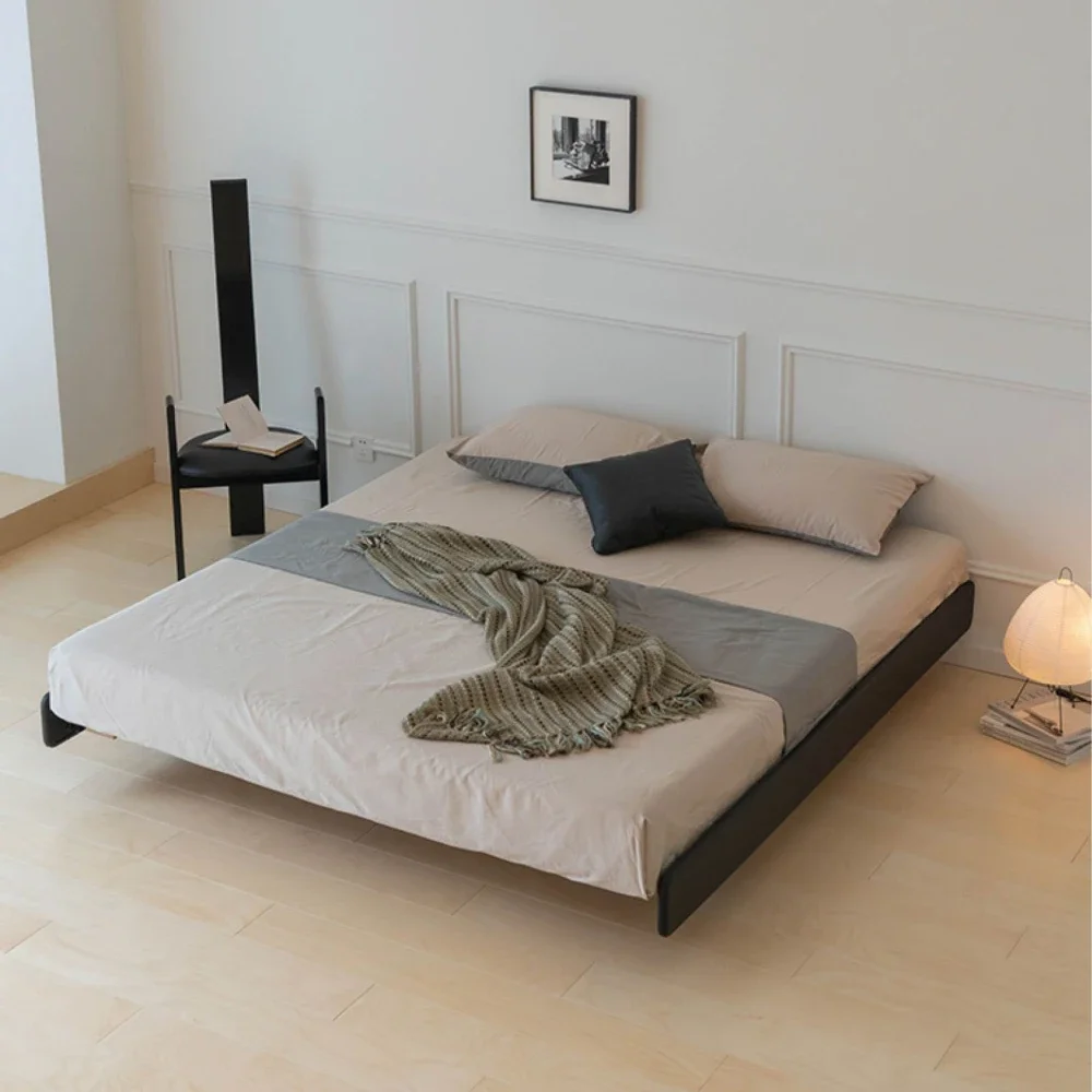 Cloud End Headless Suspended Bed/Small Bedroom Minimal Space Saving Double Beech Wood Bed Frame 1.5/1.8 meters