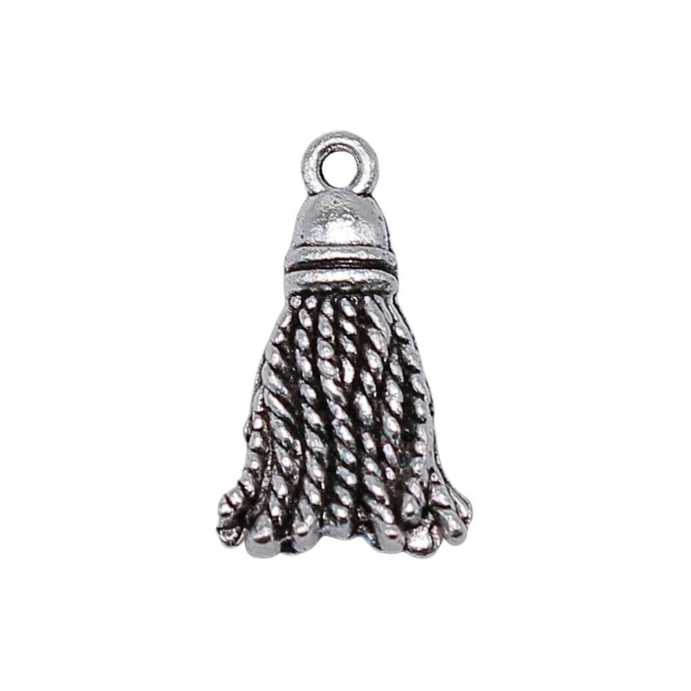 5pcs/lot 20x11mm Tassel Charms For Jewelry Making Antique Silver Color 0.79x0.43inch