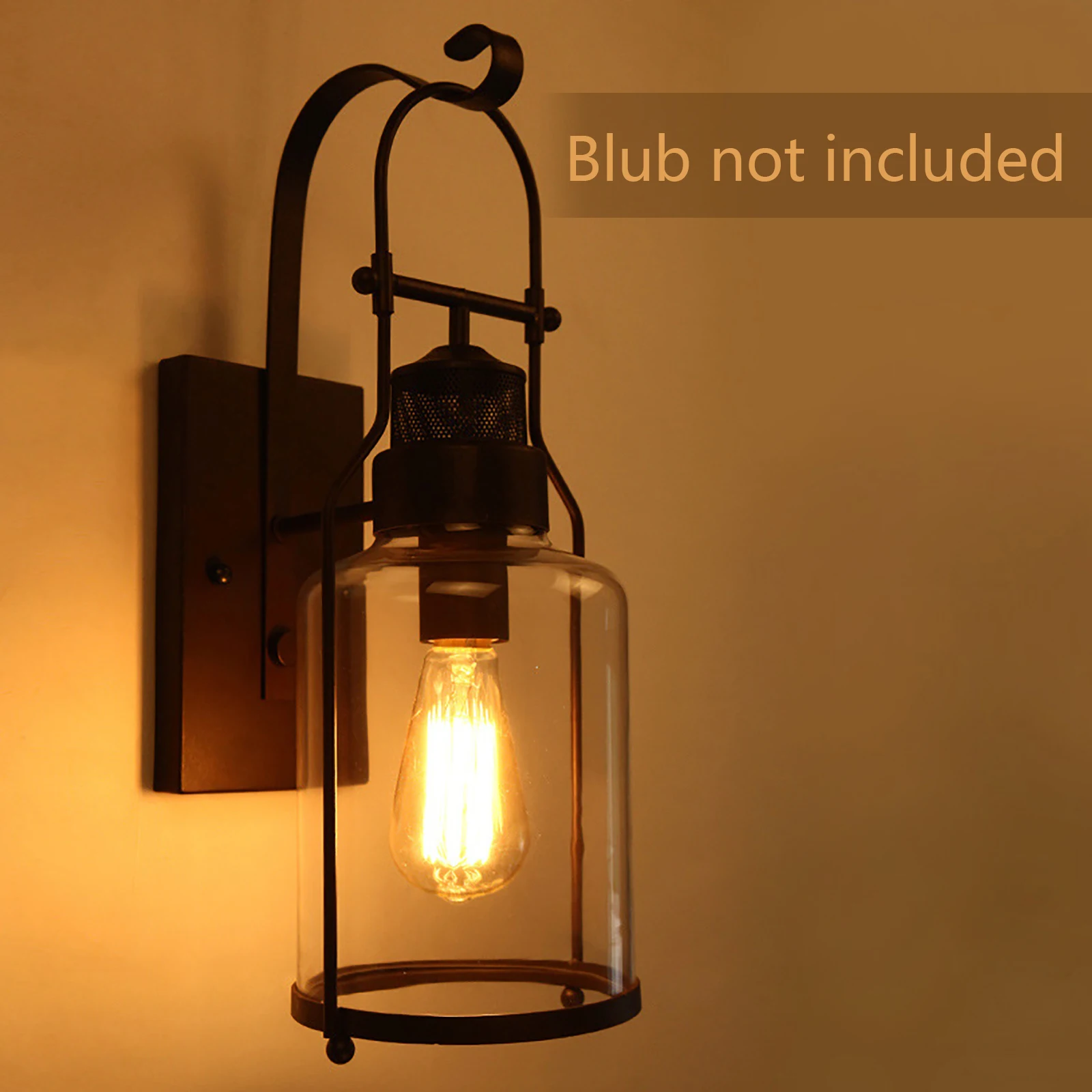 Wall Light Fixture – Rust Color Industrial Sconce with Dimmable Option, Long-lasting Iron & Glass Construction