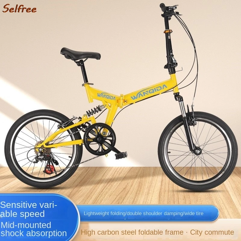 selfree 20 inch folding shifting bike front and rear double shock absorption mountain bike car promotion camping bikes for men