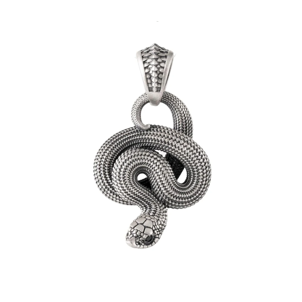 COPPERTIST.WU Custom Hognose Snake Pendant White Bronze for Necklace Snake Charm Goth Novelty Jewelry Gift for Men Women