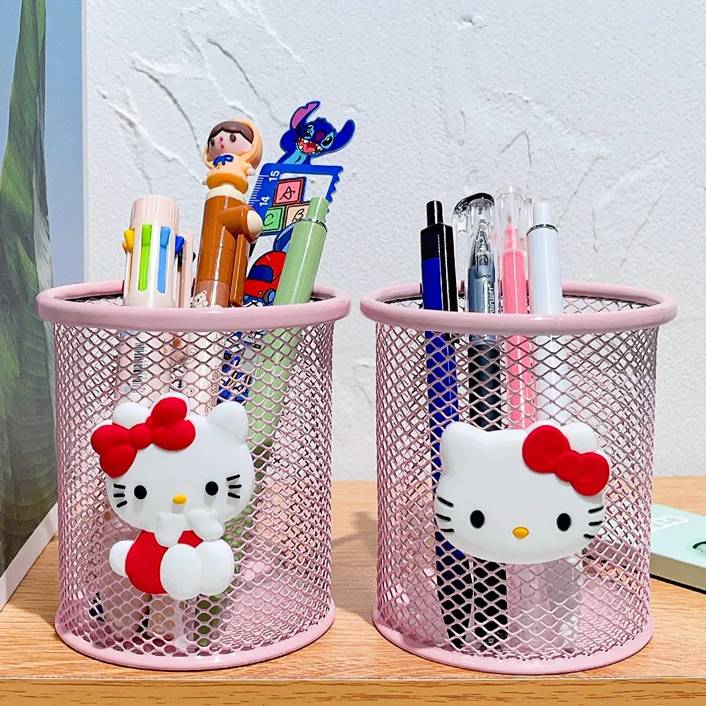 Sanrio 시리즈 귀여운 헬로 키티 펜 홀더 학생 패션 연필 홀더 학습 문구 애니메이션 팬 라운드 연필 홀더