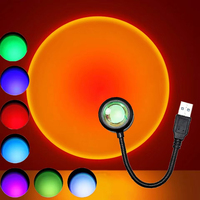 USB Sunset Light Projection LED Light With Remote Control 7 Colors Night Light RGB Sunrise Lights For Bedroom Wall Photography