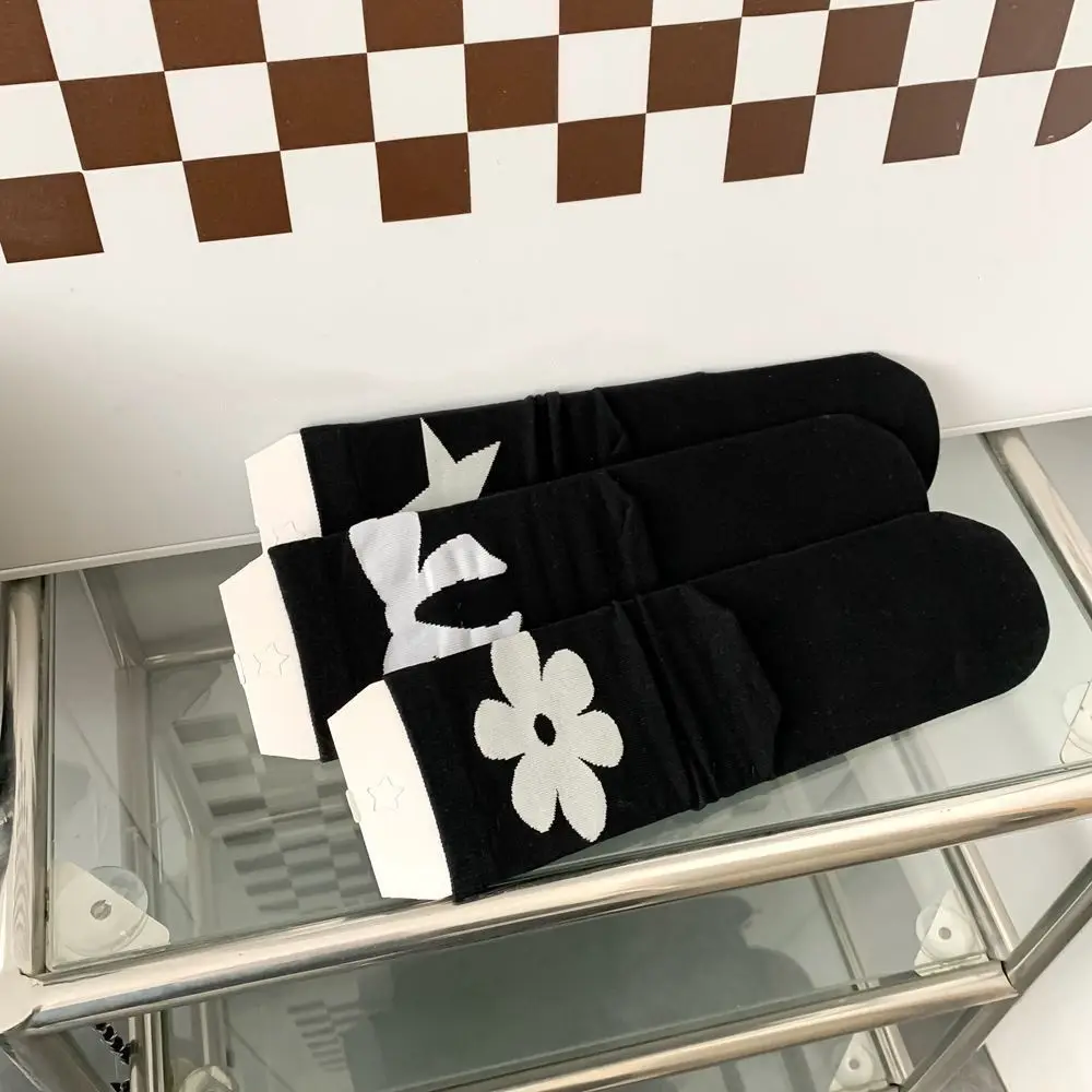 Star Flower Socks Comfortable Cotton Anti-slip Balletcore Bow Socks Elastic Y2k Ins Style Hosiery Spring/Summer