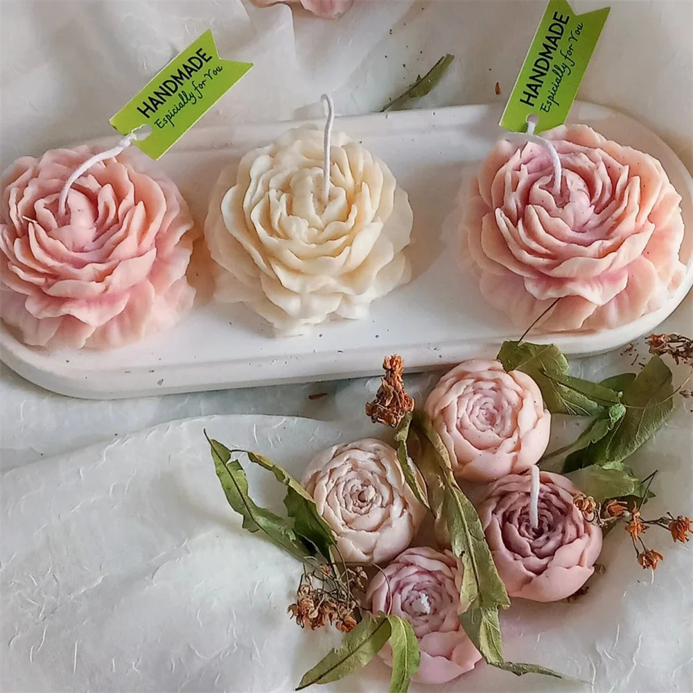 5PCS Floral Silicone Mold Set 3D Peony Rose Heart Flower Mold for Scented Candles Clay Gypsum DIY Bouquet Valentine's Day Decor view 5