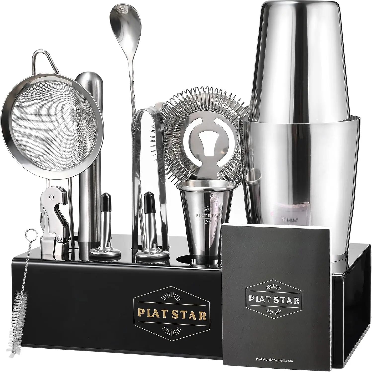 

Mixology Bartender Kit with Stand, Home Bar Set Cocktail Shakers Boston Shaker Set, Professional Drink Mixing Barware for
