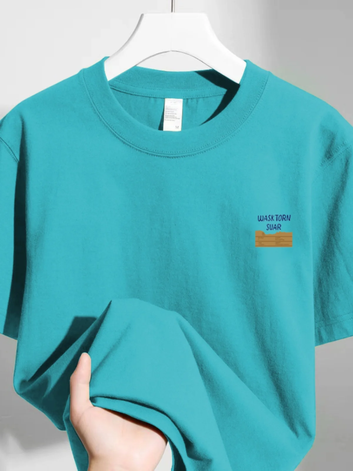 

Футболка из плотного чистого хлопка с коротким рукавом, летний топ в американском повседневном стиле с геометрическим принтом, по акции вне сезона.