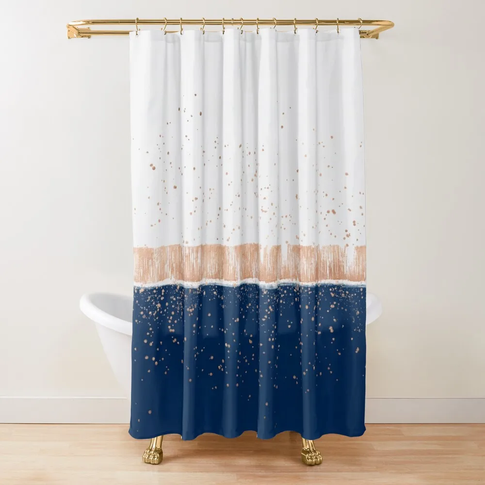 

Navy Copper and White Minimalist Abstract Shower Curtain Anime Bathroom Bathroom Decor Curtain