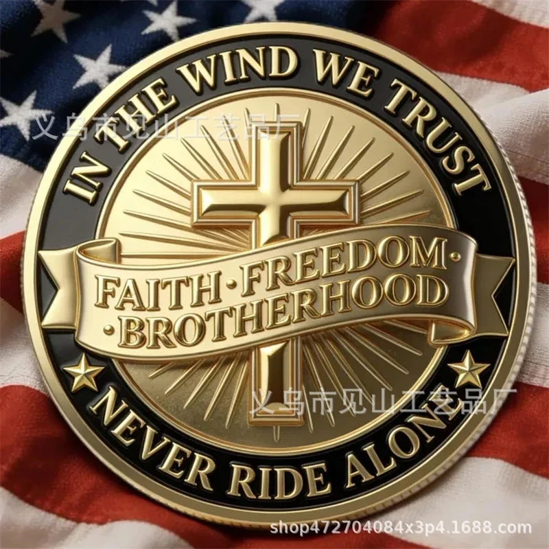 Motorcycle Blessing Coin Alloy 2D Print Commemorative Token Lucky Rider For Bikers Keychain Home Display Desk Gift For Him