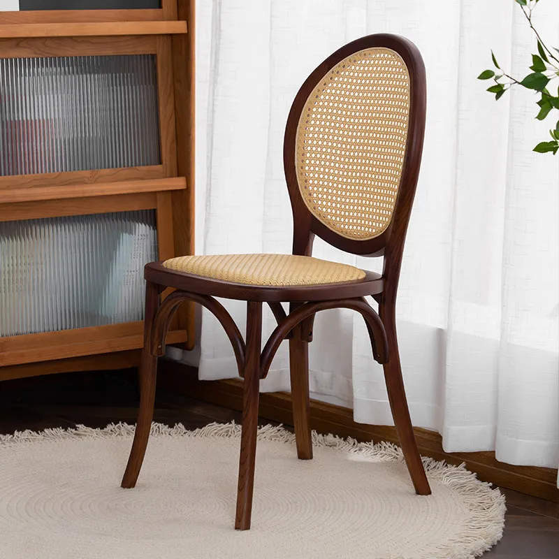 

Nordic Internet celebrity solid wood back dining chair modern minimalist home single retro bedroom balcony dining room rattan ch