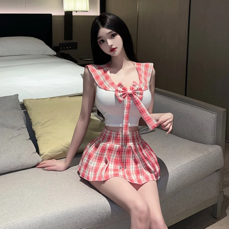 اليابانية Kawaii JK طالب موحدة إغراء الساخن مثير القوس بحار طوق أعلى منقوشة تنورة قصيرة تأثيري كلية تلميذة ازياء #5