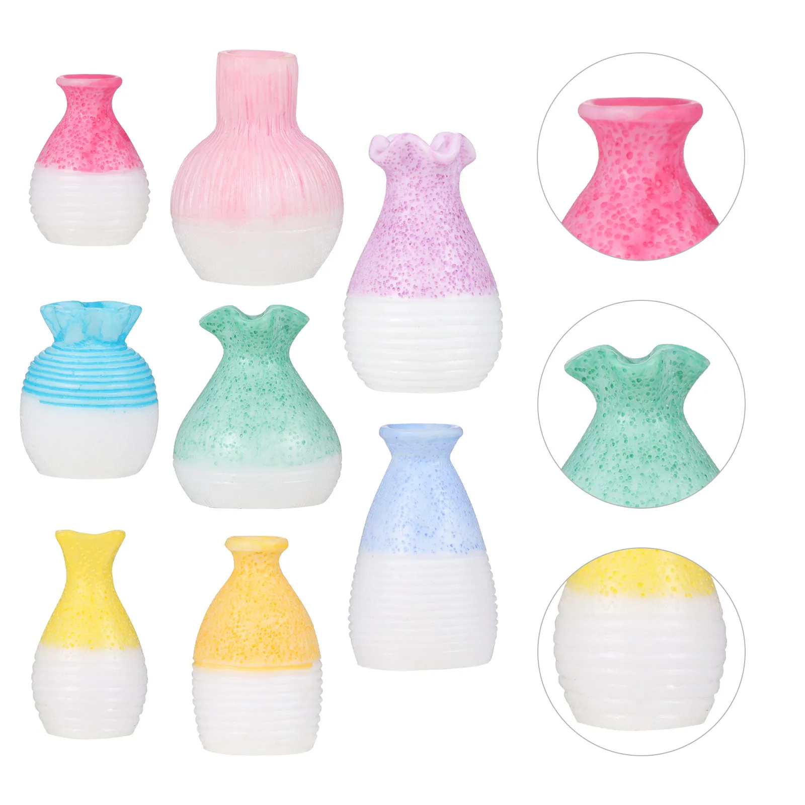 

8Pcs Resin Mini Vase Craft Set Fairy Tale Inspired Desktop Vase for Floral Display Home Decoration Micro Landscape Adornment