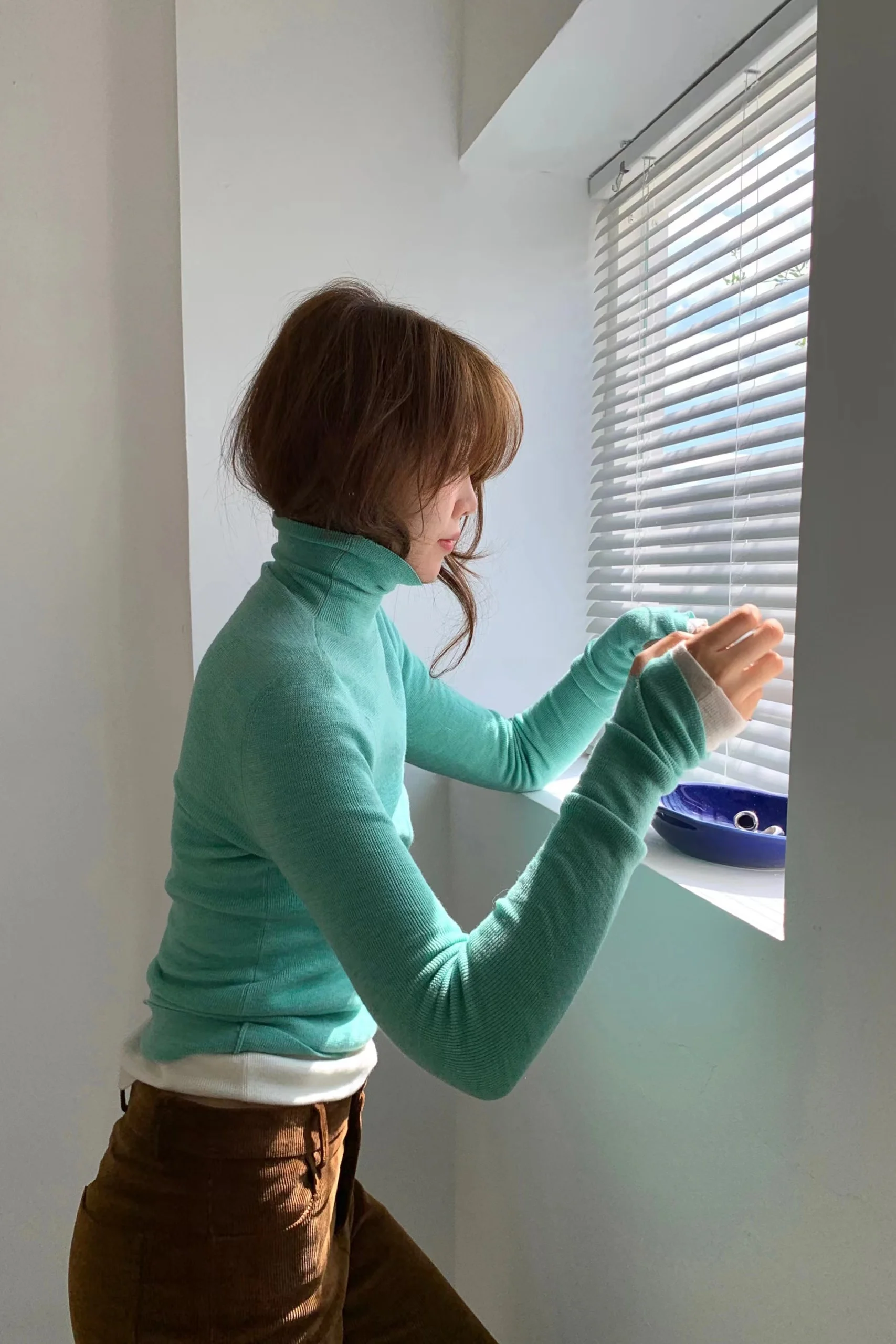 

Slim Fit High Collar Wool Blend Long Sve Base irt Versatile Thin Knitwear Top for Women Autumn Winter Commute Sle