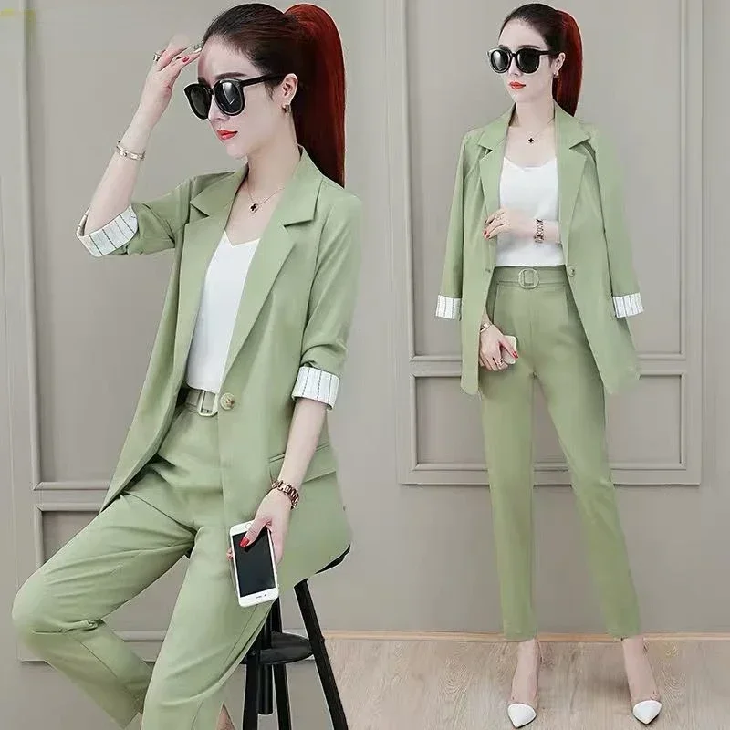 

2024 Spring Summer and Autumn New Suit Fashion Leisure Temperament Small Coat Three Piece Professional Women's N270