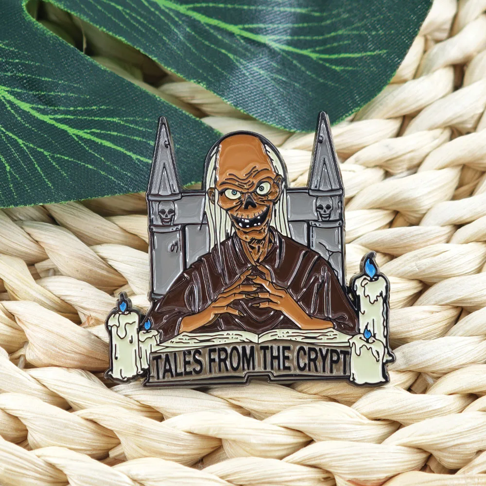 Vintage Tales From The Crypt Emaille-Pin Horrorfilm-Kryptenwächter Metall-Abzeichen Gruseliger Skelett-Zombie Anstecknadel Schmuck-Brosche – Detail 6