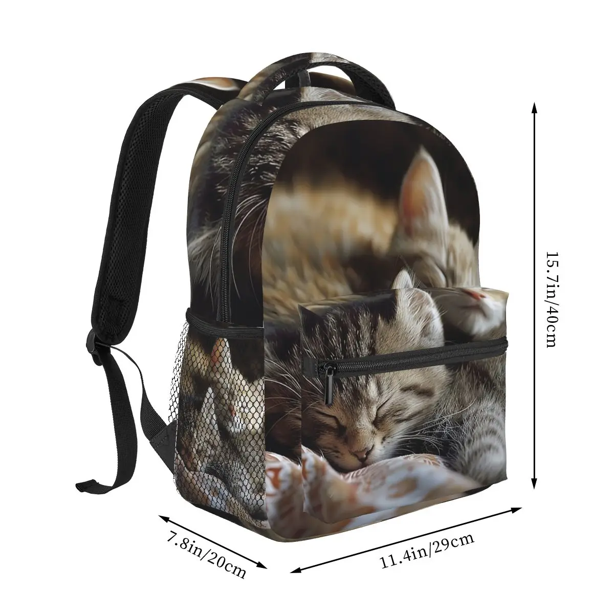 Cute Sleeping Kittens Cat Student Backpack School Bag Hiking Travel Daypack for Men Women Fashion Bookbag Shoulder Bags