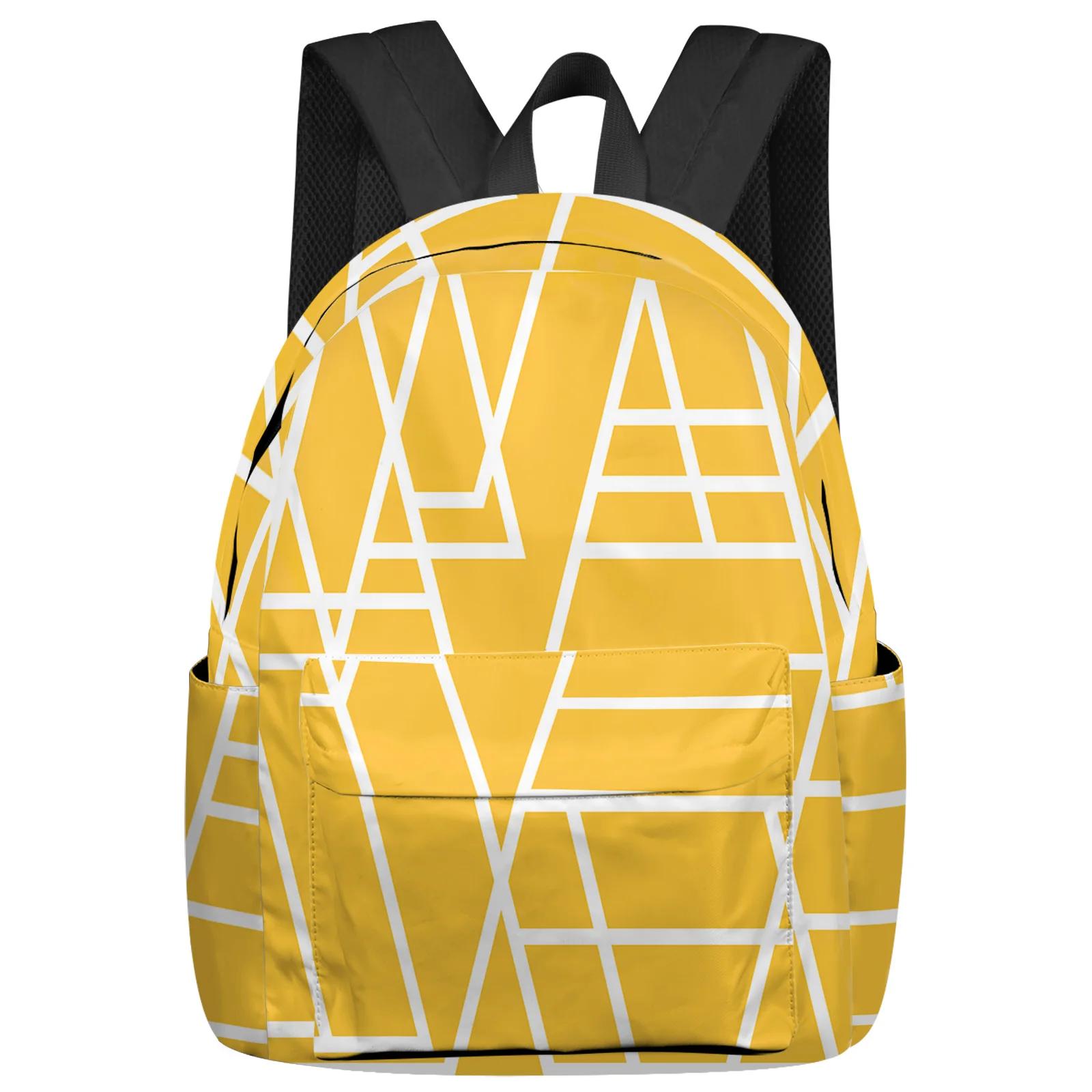 

Geometric Texture Yellow Women Man Backpacks Waterproof Travel School Backpack For Student Boys Girls Laptop Book Pack Mochilas