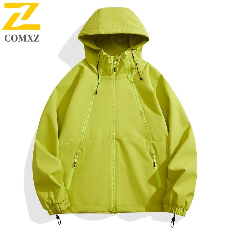 

COMXZ 2025 Мужская куртка в горном стиле, повседневная одежда для приключений на открытом воздухе, кемпинга, путешествий, водонепроницаемое водонепроницаемое пальто, техническая одежда, верхняя одежда