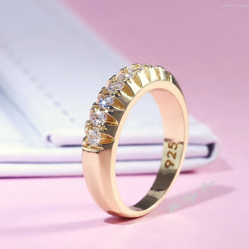 Office Lady Accessories Rings Golden Color Halo Micro Paved Casual Style Jewelry Bague Acier Inoxydables Femme Anillo Hombre 반지