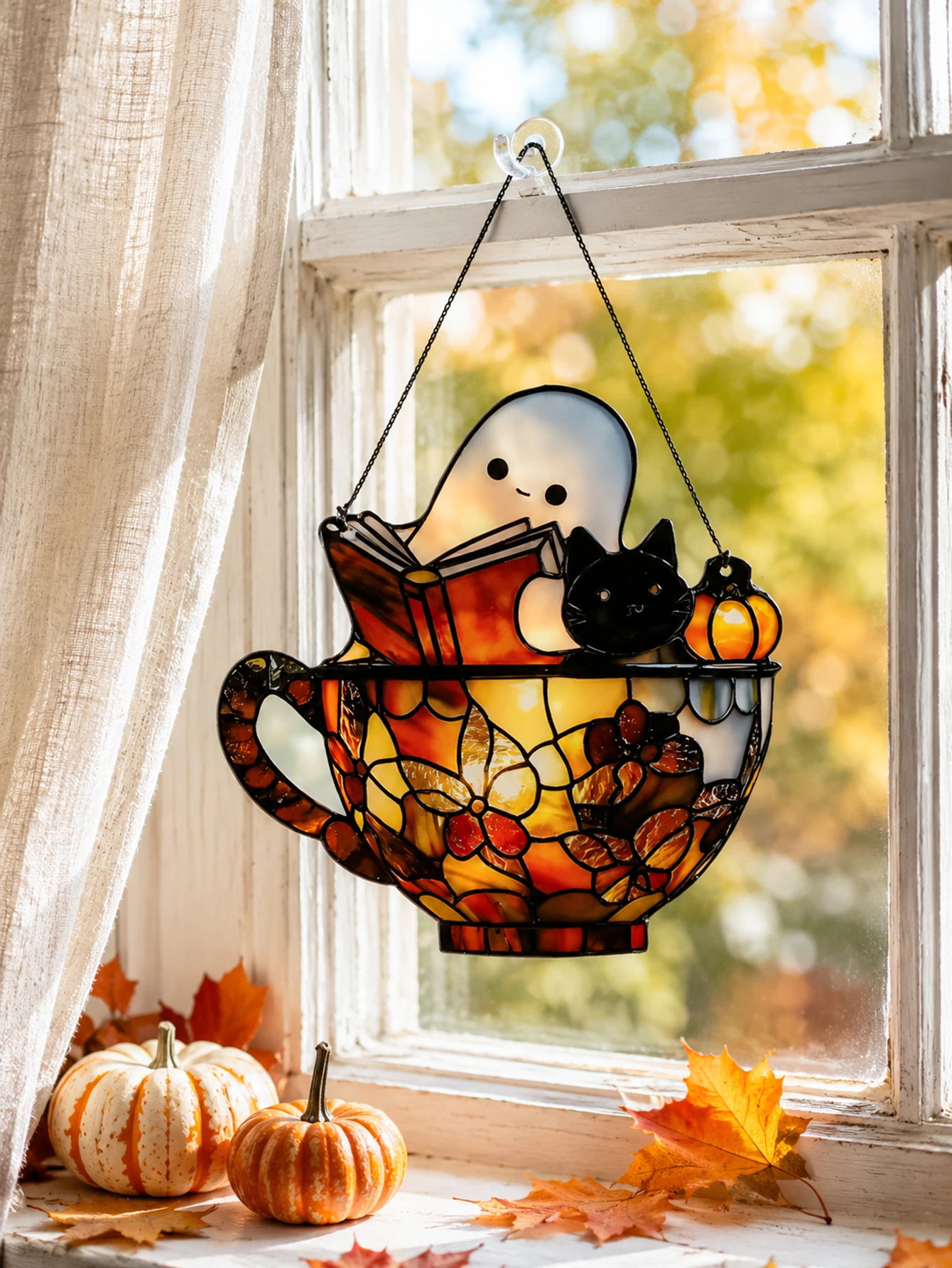 Cute Ghost Reading Book With B - Home Decor Halloween review and price