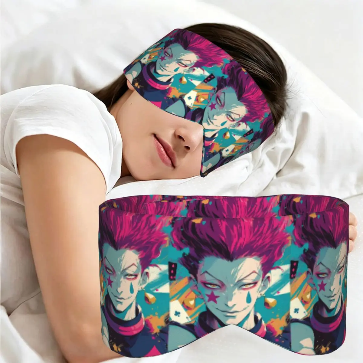 Masque de sommeil portable Hisoka Hunter X Hunter Magical Joker pour filles et garçons, idéal pour la sieste au bureau ou les fêtes