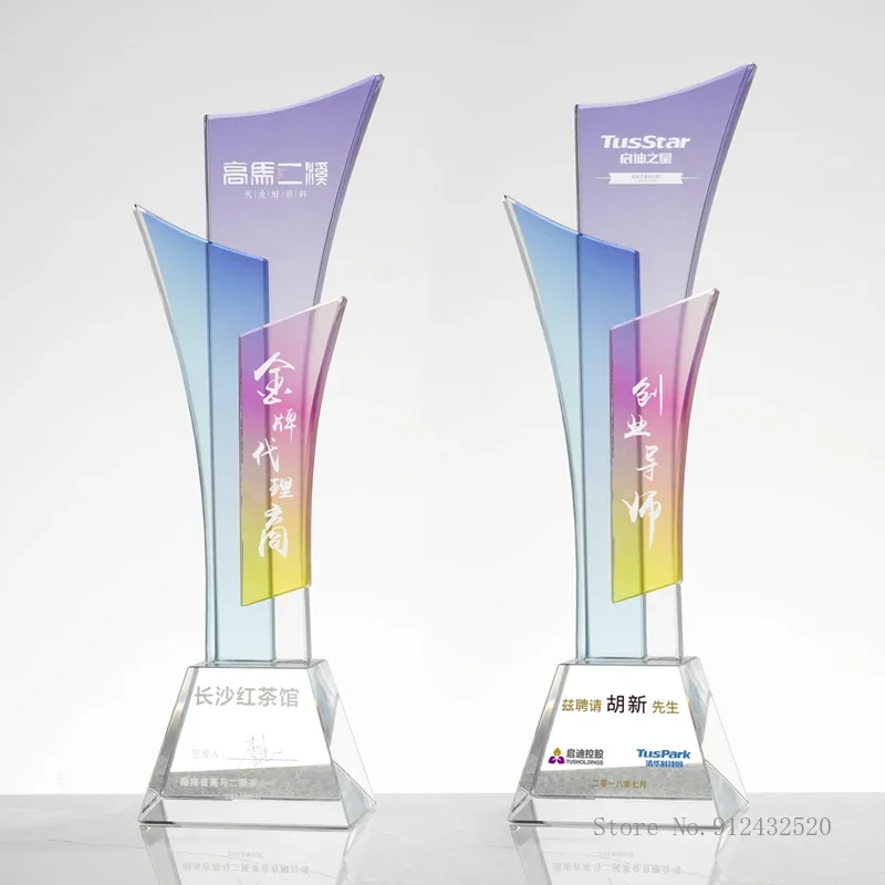 Customized Crystal Trophy for Goddess and Honor, Champion Trophy, Color Printing, Commemorative Souvenir, Home Decoration, 1Pc