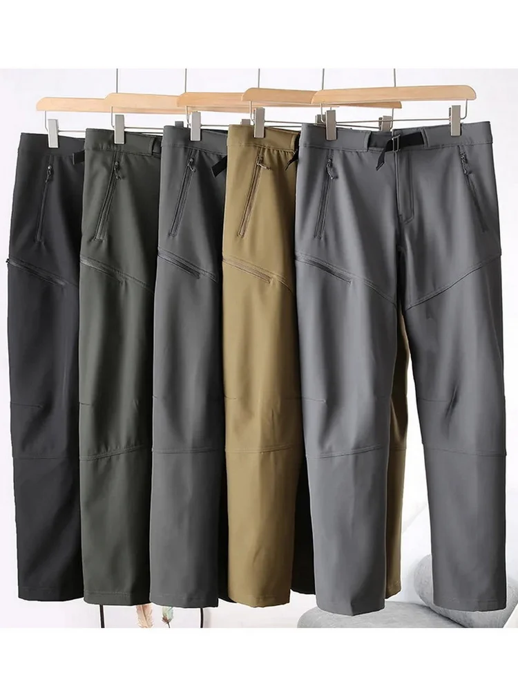 

New Advanced Outdoor Windproof Waterproof Fce Lined Thiened Loose Straight Leg Sport Casual Pants Men's Autumn Winter So...