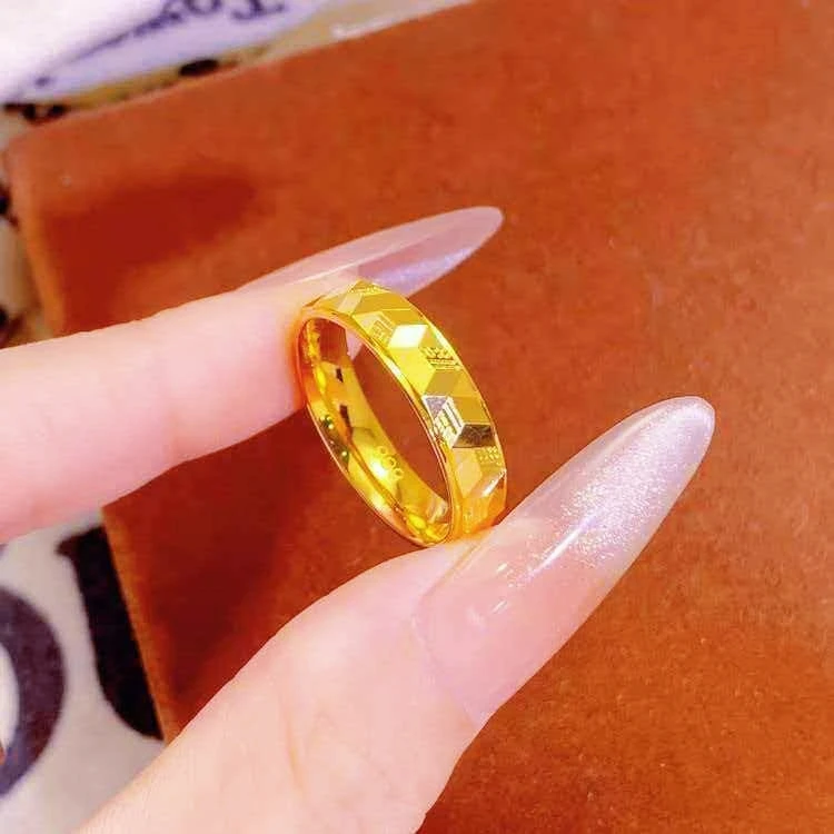 

Вечное и привлекательное квадратное кольцо-оберег для мужчин и женщин из 24-каратного золота AU999, простое и нестареющее.