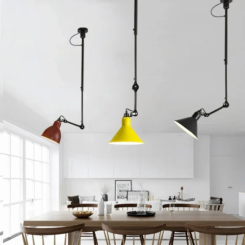 

GHEUVNJ Simple, creative, and personalized restaurant light with telescopic rocker arm and long arm industrial style pendant li