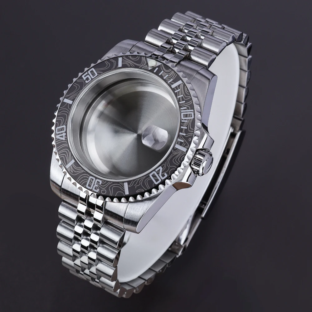 40mm Watch Case Strap Sapphire For NH35 NH36 NH34NH38 Miyota8215 ETA2824 PT5000 Movement Assemble Watch Accessories SUB GMT Part