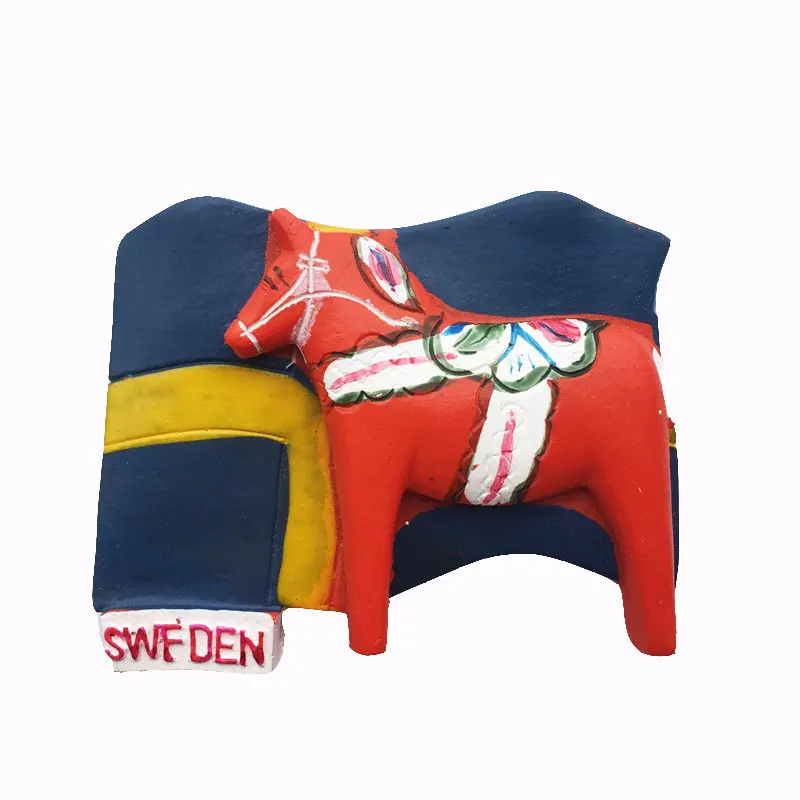 Sweden Geographical Indication Dala Trojan Horse Creative Tourism Souvenirs Magnetic Refrigerator Stickers, Crafts Souvenirs