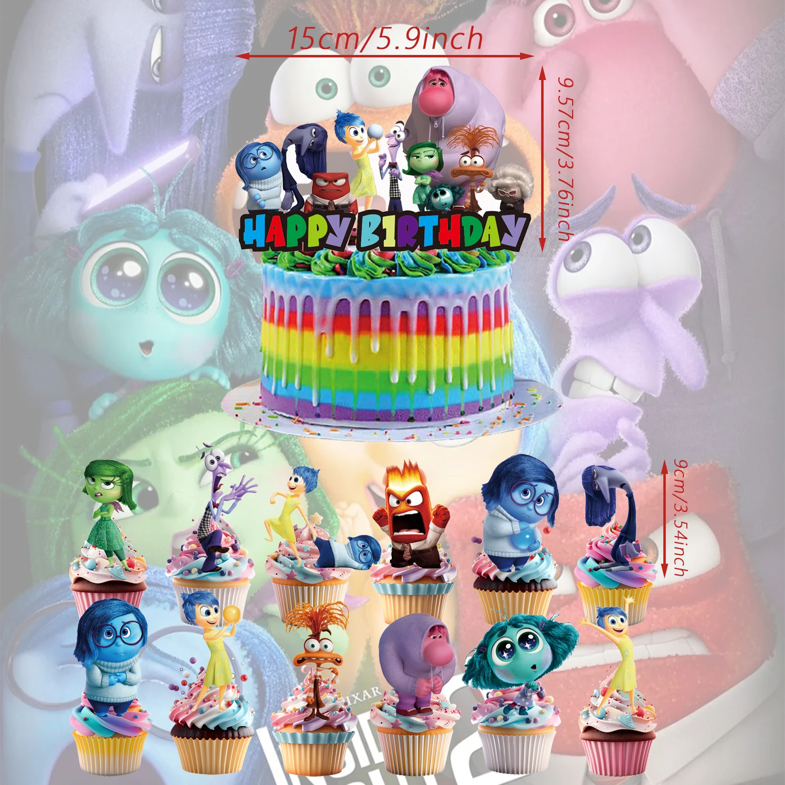 25 قطعة من أغطية الكيك من Disney Inside Out2، أغطية الكب كيك، زينة عيد الميلاد من الداخل إلى الخارج، مستلزمات الحفلات ذات الطابع الداخلي