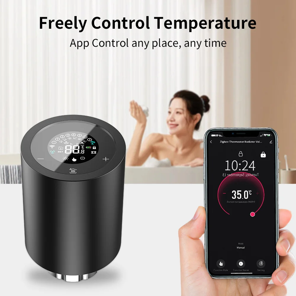 Tuya zigbee 3.0 TRV Radiator Actuator Valve thermostat smart programmable Temperature Heater Controller Alexa Google Home