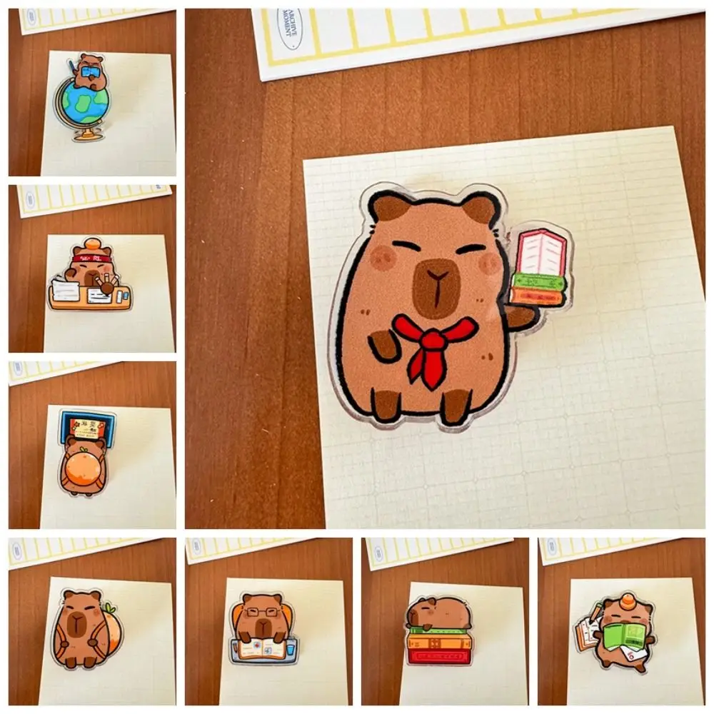 Creative น่ารักกระดาษคลิป Kawaii ตกแต่ง Capybara คลิปอะคริลิคสองด้านน่ารัก Binding Sealing CLAMP Bookmark