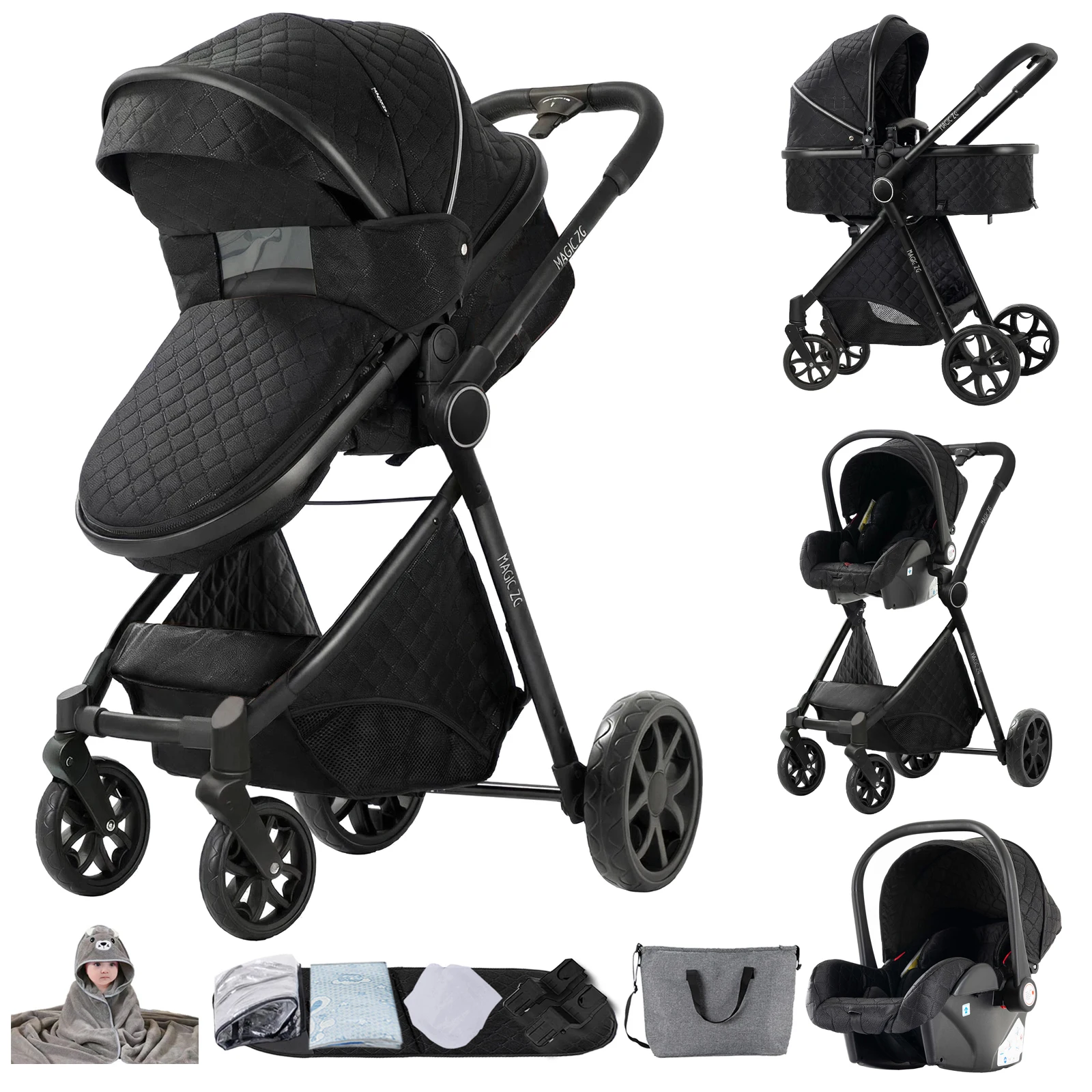 Leichtgewichtiger Vierrad-Kinderwagen Babyprodukte Kinderwagen Leichtgewicht 3-in-1-Kinderwagen Neugeborenen-Kinderwagen