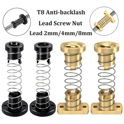 2 Sets T8 Anti-backlash Lead Screw Nut Brass POM Lead 2mm 4mm 8mm For Ender 3 CR10 3D Printer Parts T8 Anti Backlash Spring Nuts