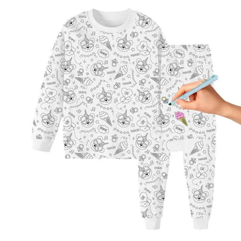 

Coloring Pajama Set Kids Long Sleeve Top And Pants Pjs Kids Art Color Your Own Pajama Handicraft Toys DIY Kid Crafts For Kids