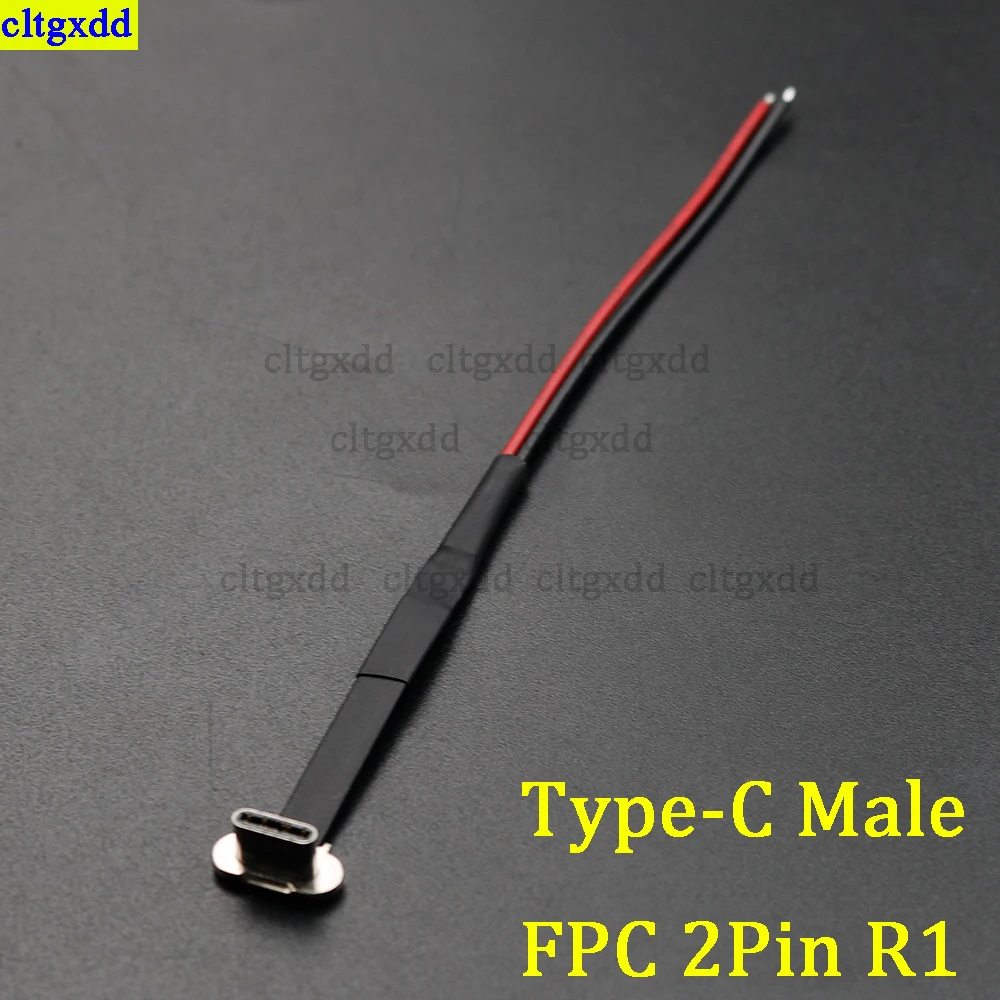 cltgxdd 1piece USBC Type-C FPC 2-pin 3-pin with resistor R1 soft flat cable male head mobile phone fast charging cable extension