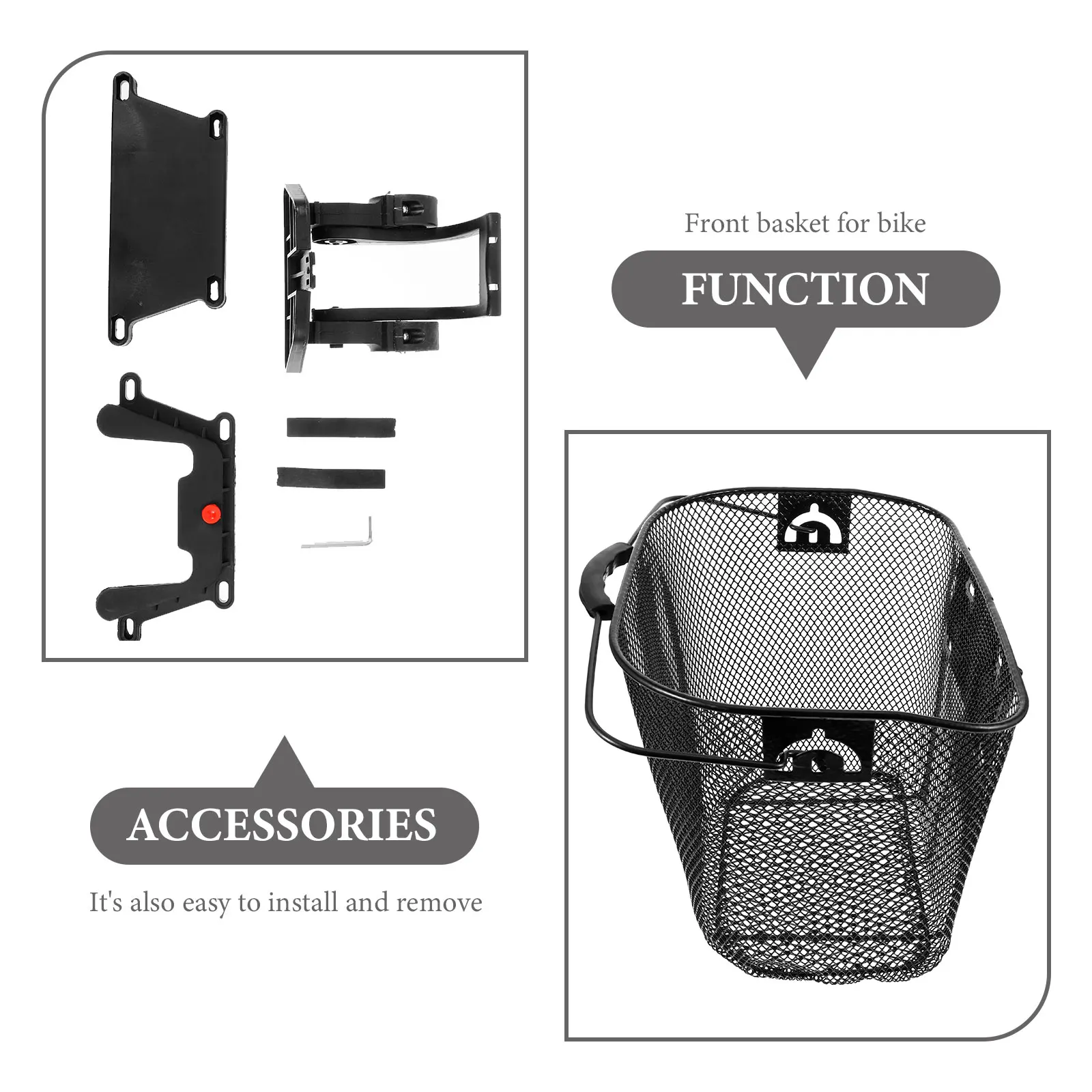 

Quick Disassembly Basket Black Foldable Durable Handlebar Student Bag Front Cargo Front Bike Basket Bicycle Storage