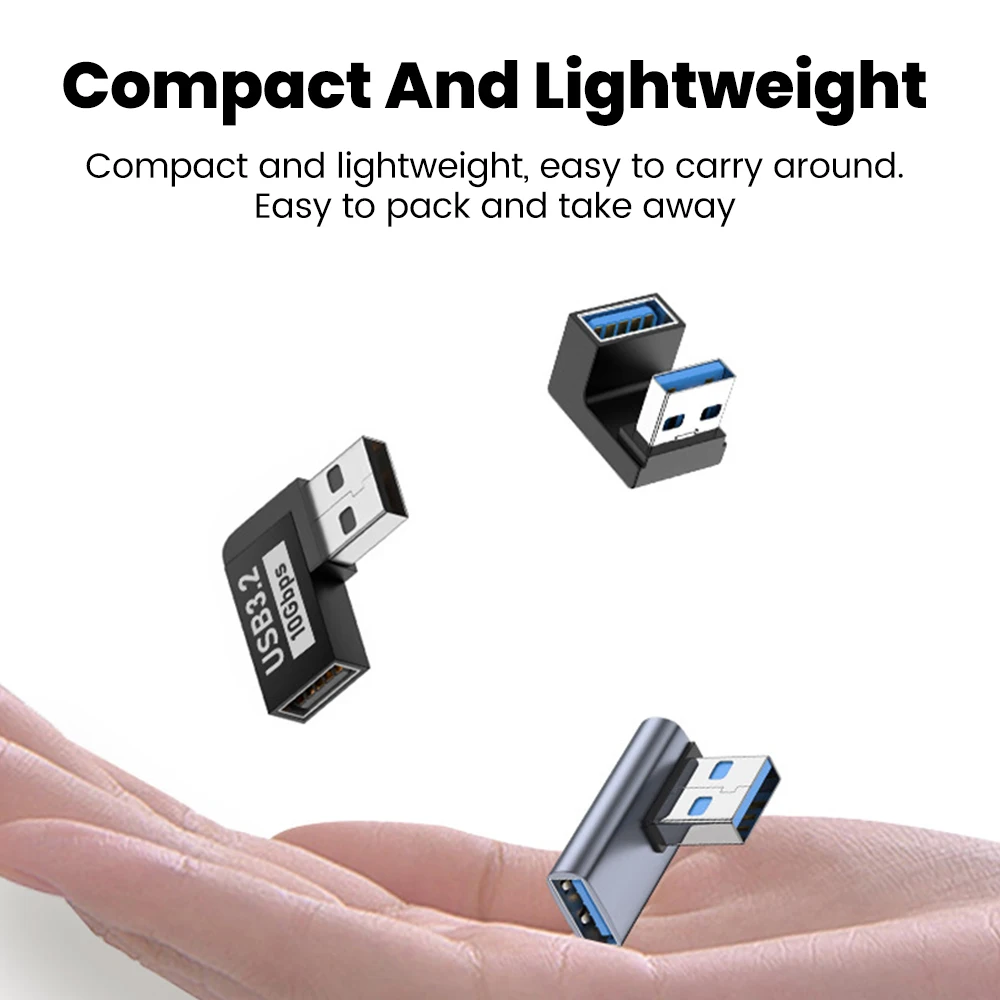 90 Degree USB 3.2 Male to Female Right Angle Extension Adapter USB Upward Elbow Adapter 10Gbps For Laptop PC Connector Converte