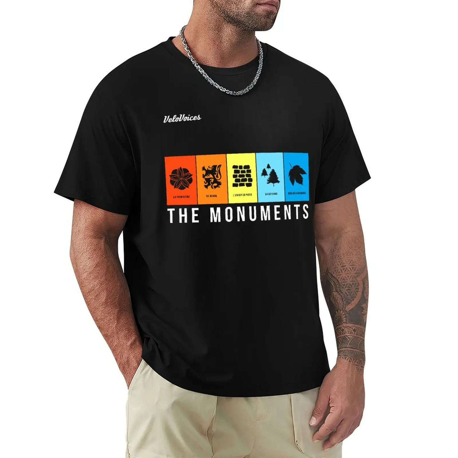 VeloVoices Monuments Tshirts Men Fashion Male Tee Shirt Round Neck Bike Cycling Bicycle Biking Ride Tees Custom