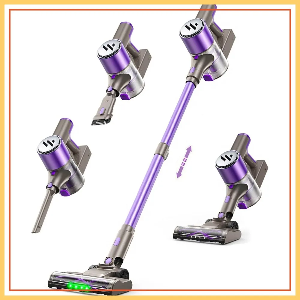 Cordless Vacuum Cleaner, Lightweight Stick Vacuum Rechargeable, Self-Standing Design, LED Touch Screen, for Hardwood Floors, Carpet, Pet Hair