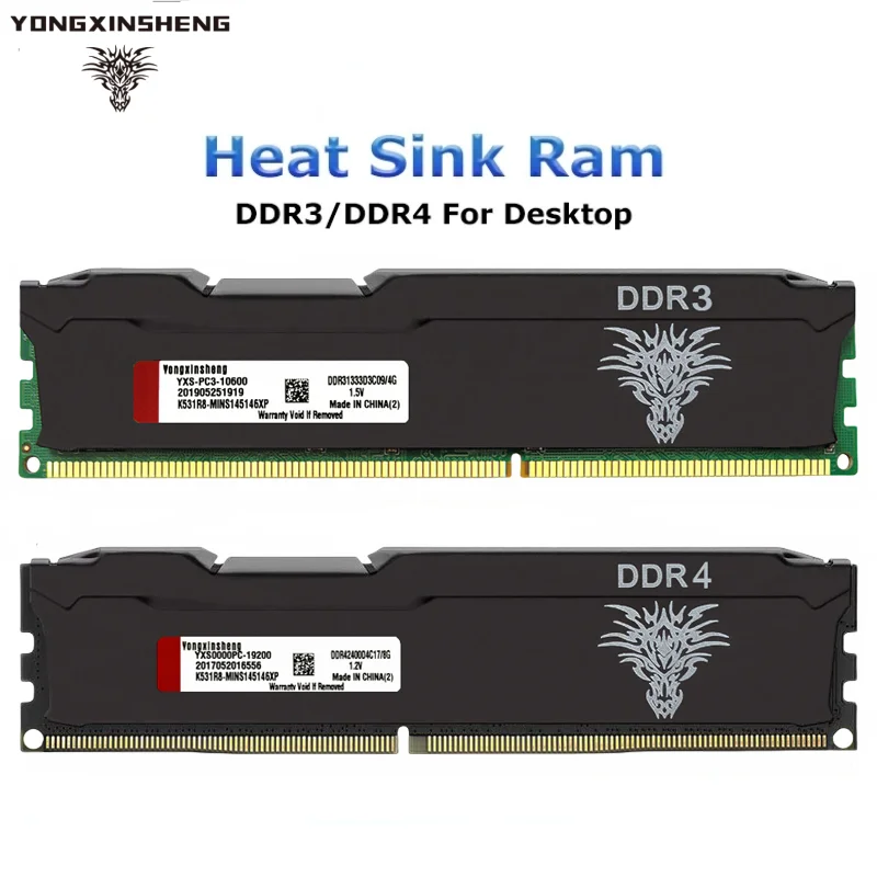 DDR3 memorias ram  ddr4 RAM 4GB 8GB 1333 1600 2133 2400 2666 3200 MHz Desktop Memory  Non-ECC Unbuffered DIMM cooling vest black