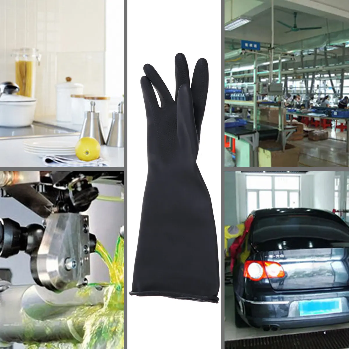 Black Thickened Non-Slip Protective Gloves Latex Oil-Proof Work Safety Gloves for Electrician Kitchen Gardening Tasks
