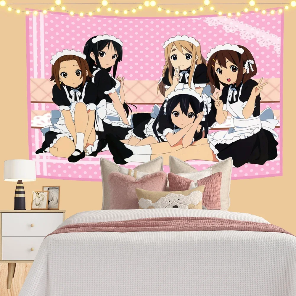 Anime Wall Hanging Tapestry Japan Kawaii New K-ON! Room Decor Aesthetic Decorative Cartoon Photo Background Cloth Table